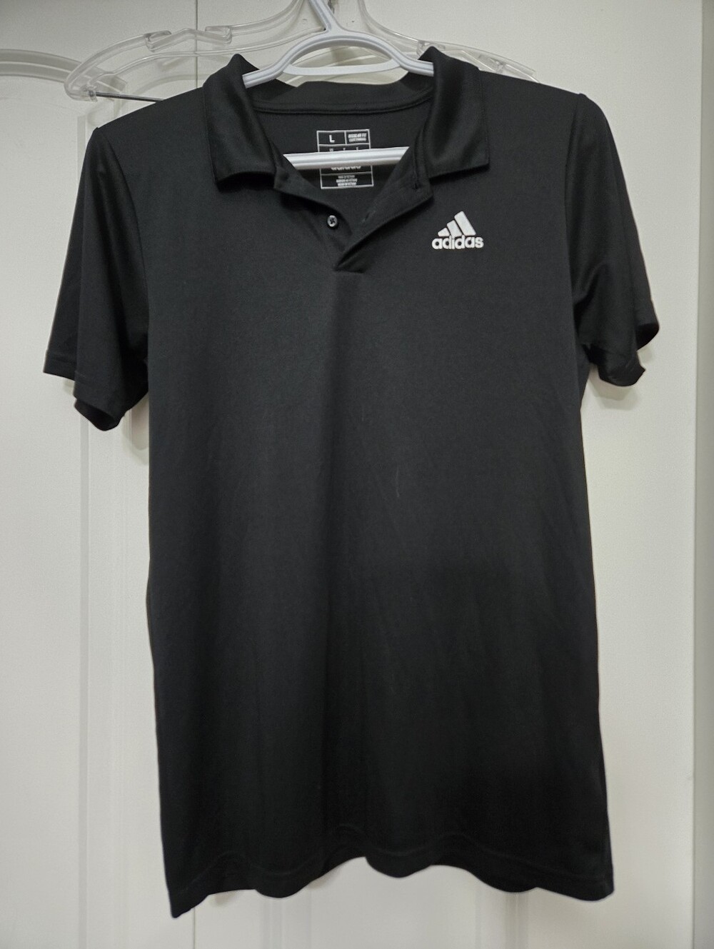 adidas Black Kid's Polo with White Logo